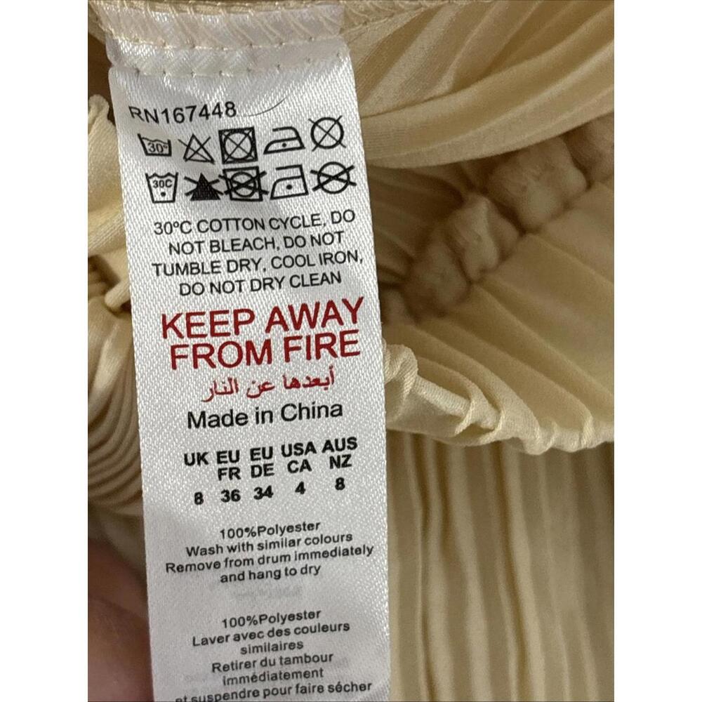 PrettyLittleThing Cream High Waisted Pisse Wide Leg Pants - Size 4 Tall New - Picture 8 of 9